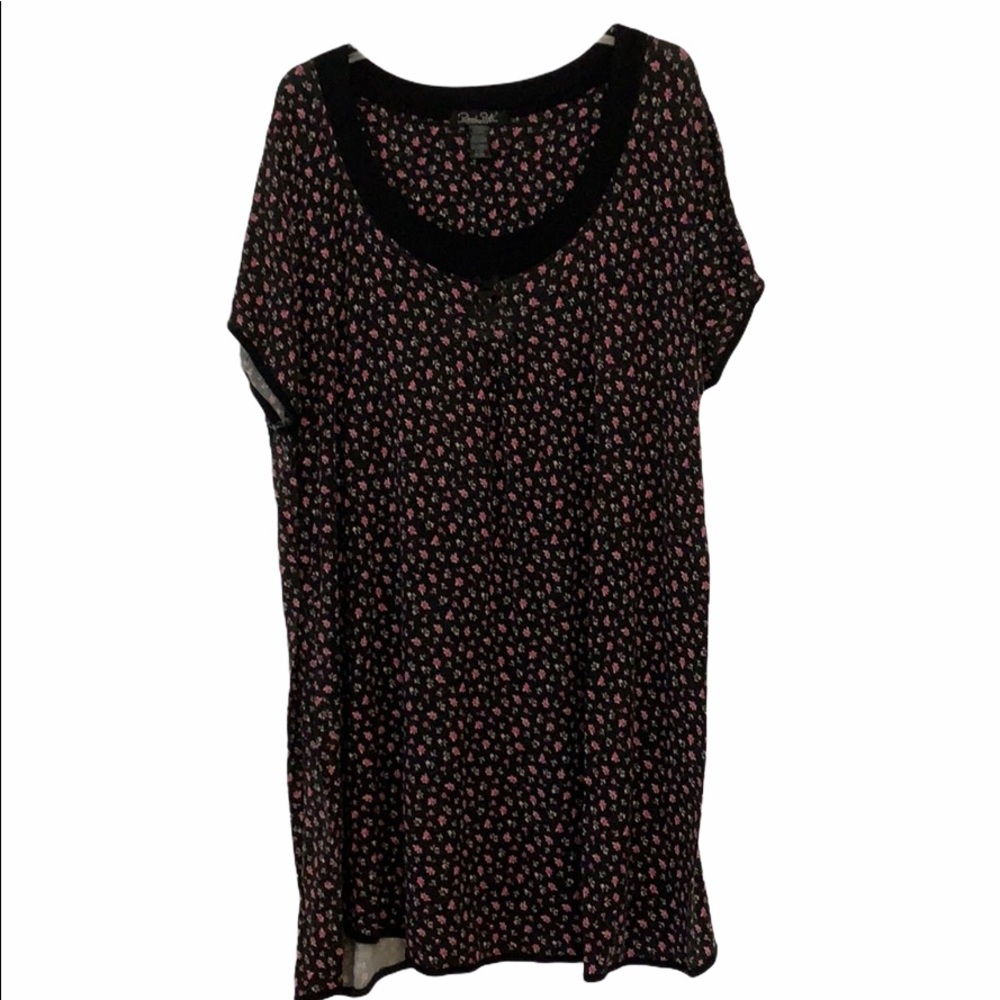 Rene Rolfe Black with Pink Flowers Night Gown